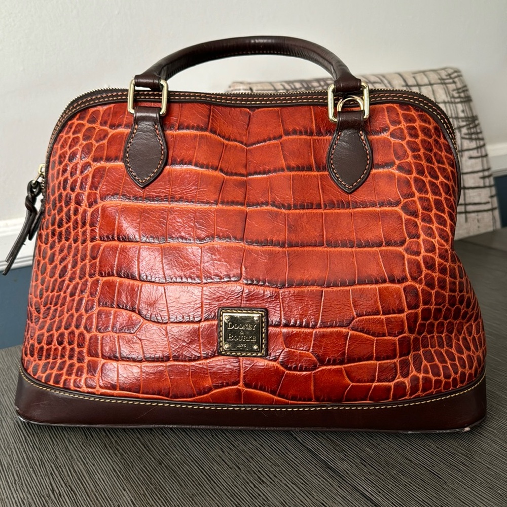 Dooney & Bourke Croc Print Leather Satchel Bag